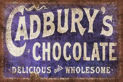 Cadbury's Chocolate Advert Vintage Look Metal Sign Plaque Retro Cafe / Kitchen • £4.95