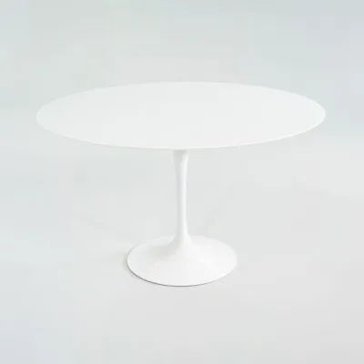 2021 Eero Saarinen For Knoll Tulip Pedestal Dining Table In Vetro Bianco 47 Inch • £3217.12