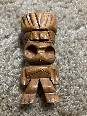 Vintage MID-CENTURY Wood Carved TIKI GOD Statue IDOL Hawaiian SCULPTURE Figure • $22