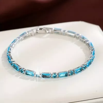 Vintage Blue Zircon Bracelet Female Niche Luxury Exquisite Bracelet Plated... • $9.40