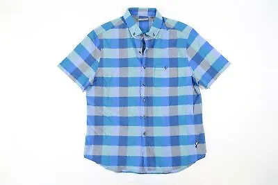 Michael Bastian Periwinkle Check Blue Gray Large Short Sleeve Button Front Shirt • $12.60