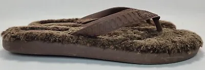 UGG Women's FLUFFIE Flip Flop Sandal Brown Sheepskin Fur Lined Footbed Size 5 • $35.99