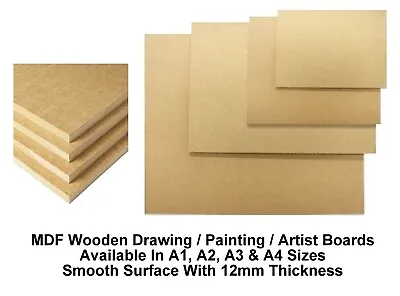£11.99 • Buy A4 A3 A2 A1 MDF Wooden Board Drawing Board Painting Artist Art (12mm Thick)
