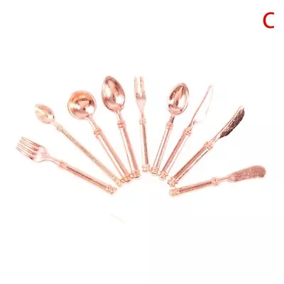 9Pcs Vintage Silverware Dollhouse Miniatures Tableware Cutlery Knife Fork Spoon  • $5.99