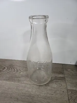 Vtg One Quart Glass Milk Jar Unbranded Bit Has W On Bottom Stained See Pics • $9.10