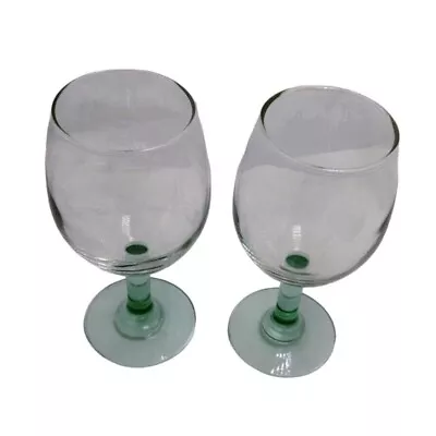 Wine Glass Clear Goblet With Green Stem  Lot 2 • $11.17