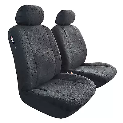 $94.59 • Buy Faux Sheepskin Seat Covers For Cars Trucks SUVs Front Set Black Airbag Safe