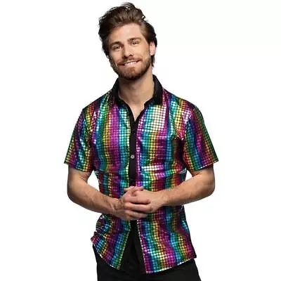 Boland Disco Diamond Rainbow Shirt Men's Fancy Dress  • £17.99