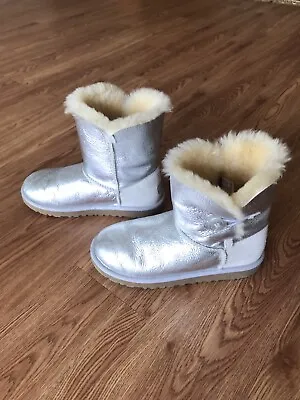 UGG Bailey Button Metallic Sterling Silver Boots Size 6 • $90