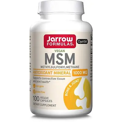 Jarrow Formulas MSM 1000mg 100 Veggie Capsules Joint Immune & Skin Health • £13.99