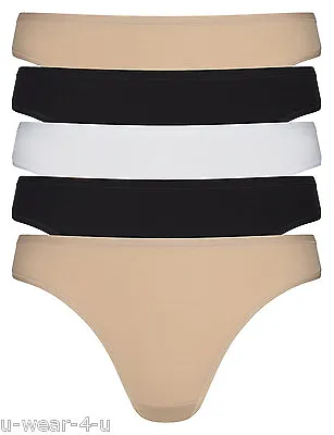 Ladies Ex Marks & Spencer 5 Pack No Vpl Thongs Knickers Underwear Lingerie Exm&s • £5.99
