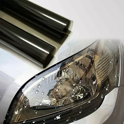 Black Gloss Light Smoke Vinyl Film Tint 16  X 60  Headlight Taillight Wrap Cover • $14.72