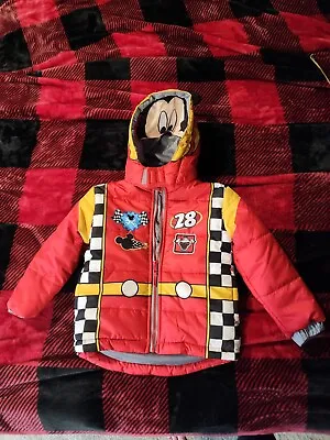 NEW Disney Mickey Mouse & The Roadster Racers Puffer Coat Jacket Hood W/ Ears 4T • $59.99