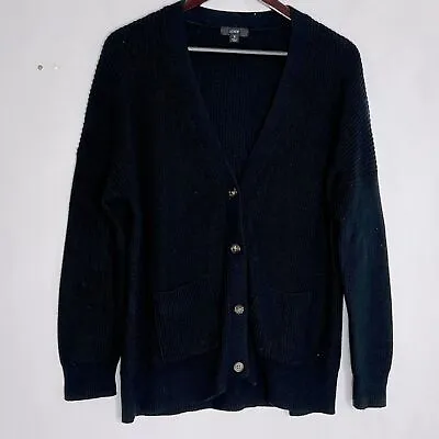 J. Crew Size Small Black Fisherman Knit Heavy Cardigan Sweater • $24