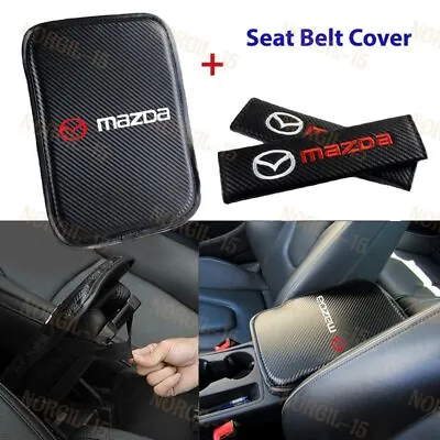 Embroidery Car Center Armrest Cushion Mat Pad W/ Seat Belt Cover Set For MAZDA • $15.99