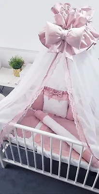 Crown Chiffon Canopy Fits Baby Cot Bed Drape Net With Decorative Lace Bow • £14.50