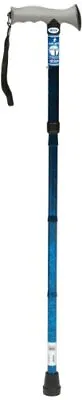 Devilbiss Healthcare Height Adjustable Folding Walking Stick With Gel Grip Blue • £17.18