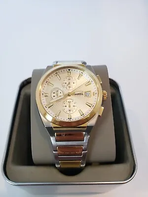 Fossil Everett Chronograph Multifunction Two-Tone Gold Silver Men's Watch FS5796 • $79.49