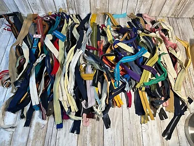 Lot 157 Vintage Zippers Sewing Supplies Metal Plastic Teeth Multi Color Sizes • $13.85