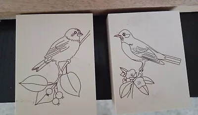 Martha Stewart Set Of 2 Birds Wood Mounted Rubber Stamps 3” X 2 ½” Each • $10.99