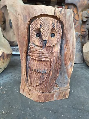 Chainsaw Carving Owl Great Gift Idea Elm Wood Home Garden  Sculpture Art Craft  • £50