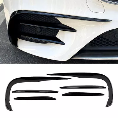 For Benz E-Class W213 16-2020 Glossy Black Front Bumper Lip Spoiler Fins Canards • $54.63