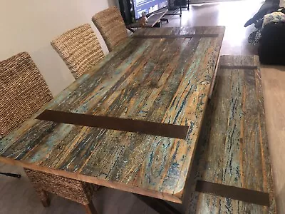 Mango Wood Dining Table (bench 1 Chairs 3) Mango Wood Coffee Table Included • $1200