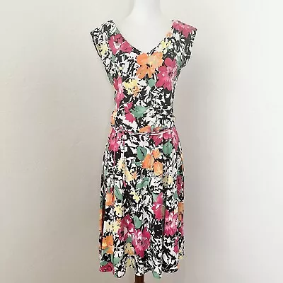 Lauren Ralph Lauren Dress Womens Medium Floral Stretch Jersey Fit N Flare • $28