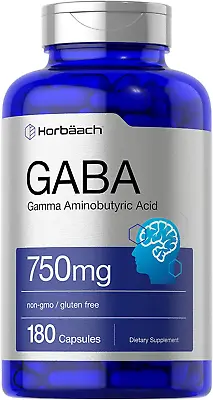GABA 750mg | 180 Capsules | Gamma Aminobutyric Acid Supplement | Non-GMO Gluten • $26.95
