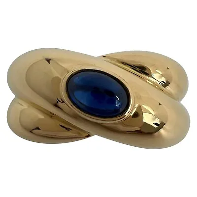 Vintage Cartier Blue Sapphire Colize Oval Cabochon 18k Yellow Gold Dome Ring 50 • $4354.19