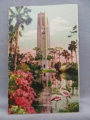 Postcard Bok Singing Tower Mountain Lake Florida Flamingos • $2.50