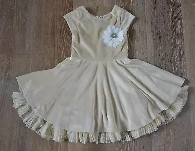 Mia Joy/Joyfolie Girls Beige Velour Dress Size 6 EUC • $49.99