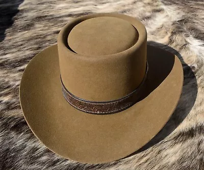 Stetson 4x Beaver Vintage Western Cowboy Hat Gambler Brown Leather Hat Band • $99.99