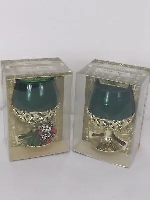 2- Vtg Regal Green Bayberry Holiday Candles In Re-usable Anchor Hocking Goblets • $14.99