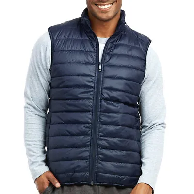 Men's Vest Lightweight Water-Resistant Bubble Puffer Zipper Winter Warm Navy XL • $22.14