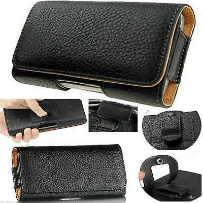 Universal Belt Pouch Clip Hip Loop Case For Mobile Phone Cover PU Leather Wallet • £5.49