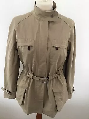 Max Mara Weekend Beige Cotton Safari Utility Belted Jacket 8 10 • $31.57