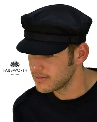 Failsworth Men's Classic Melton Wool Mariner/ Breton Cap (Navy Or Black) • £24.99