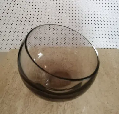 Vintage 1970's Half Moon  Caithness Smokey Grey Glass Bowl • £7.99