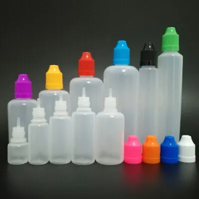 Wholesale 3ml-120ml Empty LDPE Plastic Colour Childrproof Cap PE Dropper Bottles • $20.89