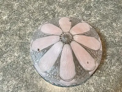 Glass Ceiling Light Fixture Cover Shade Vintage Pink Art Deco 3 Hole 10.25 Inch • $22