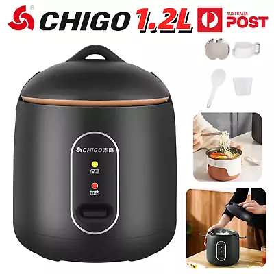 CHIGO Mini Electric Rice Cooker 1.2L Portable Soup Steamer Non-Stick Stew Pot AU • $56.41
