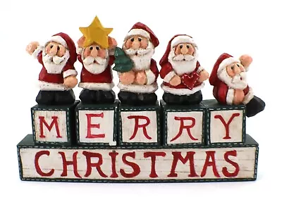 Midwest Of Cannon Falls Eddie MERRY CHRISTMAS BLOCKS Santa Shelf Mantle • $43.85