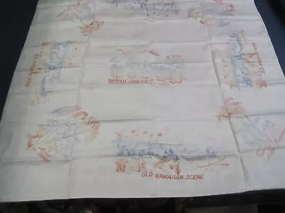 Vintage Large Hawaiian Textile Table Cloth W Designs Of Hawai'i Incredible W Map • $24.99