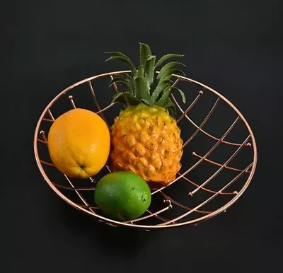 Metal Fruit Basket Container Wire Hollow Drain Organizer Vegetable Metal Copper • $12