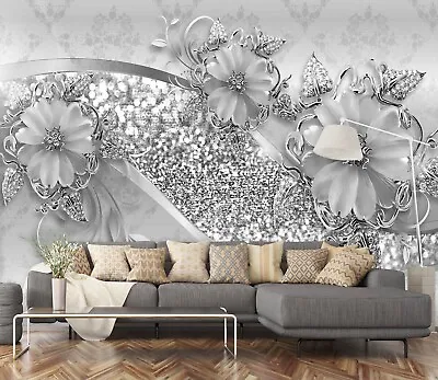 3D Diamond Flower ZHUB4344 Wallpaper Wall Mural Removable Self-adhesive Vera • £23.99