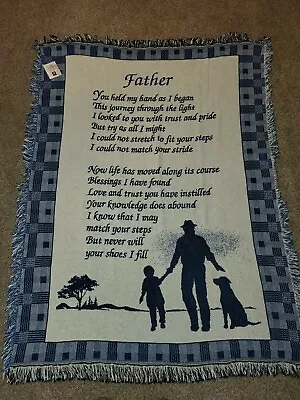 Manual Woodworkers & Weavers  FATHER  Tapestry Throw Blanket 45×60in.  • $32