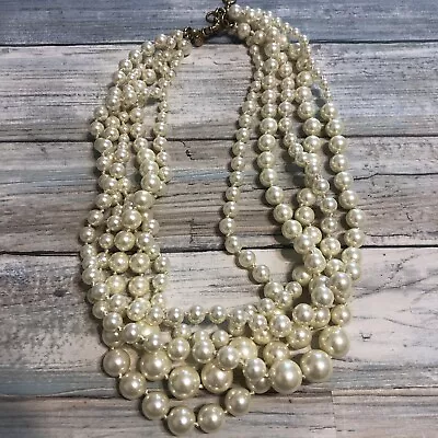 J.Crew J Crew Pearl Necklace 5 Strand Graduated Cream 18  NWOT • $32.30