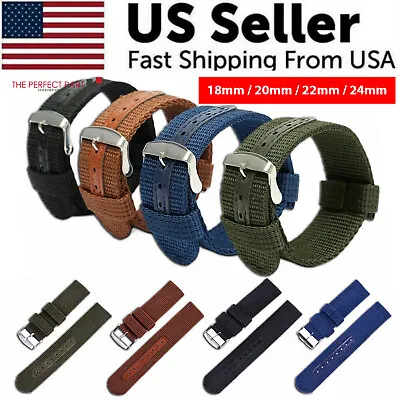 18mm 20mm 22mm 24mm Military Canvas Nylon Wrist Watch Band Strap Bracelet Sport • $6.89