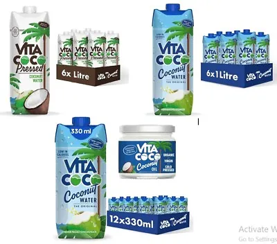 Vita Coco Pure Coconut Water 1L X 6 Naturally Hydrating Packed Electrolytes NEW • £14.29